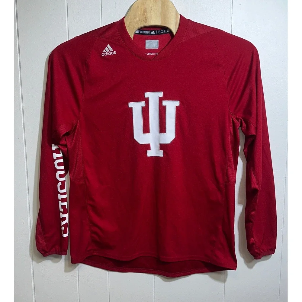 Adidas Indiana University Hoosiers Climalite Long Sleeve Shirt Red Mens Large LG